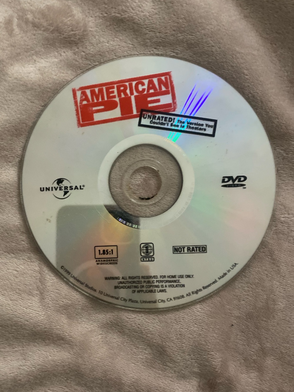 Universal American Pie DVD White Disc with Red Logo